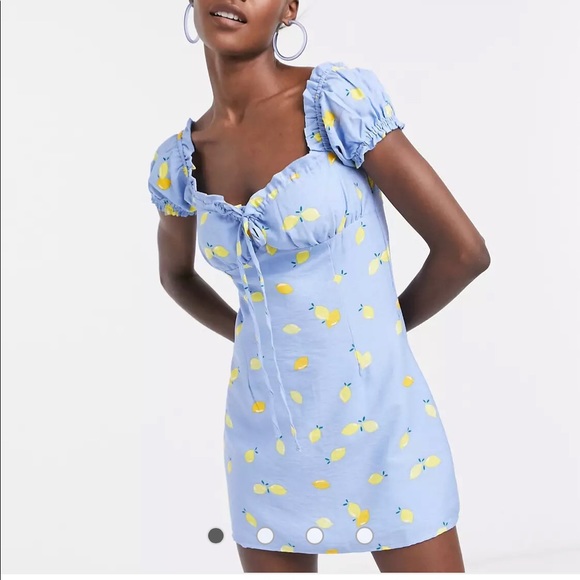 ASOS Dresses & Skirts - ASOS Lemon Print Off Shoulder Dress